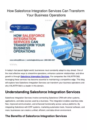 How Salesforce Integration Services Can Transform Your Business Operations