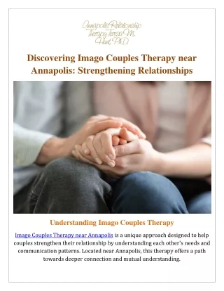 Discovering Imago Couples Therapy near Annapolis