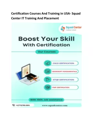 Certification Courses And Training -Squad Center IT Training And Placement in USA