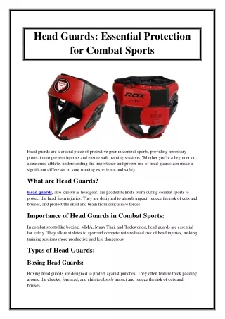 Head Guards Essential Protection for Combat Sports