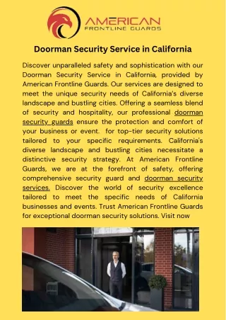 Top Doorman Security Guard Service in California