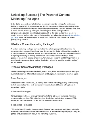 Unlocking Success _ The Power of Content Marketing Packages