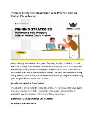 Winning Strategies Maximizing Your Progress with an Online Chess Trainer