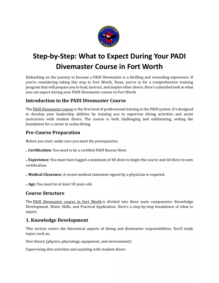 step by step what to expect during your padi