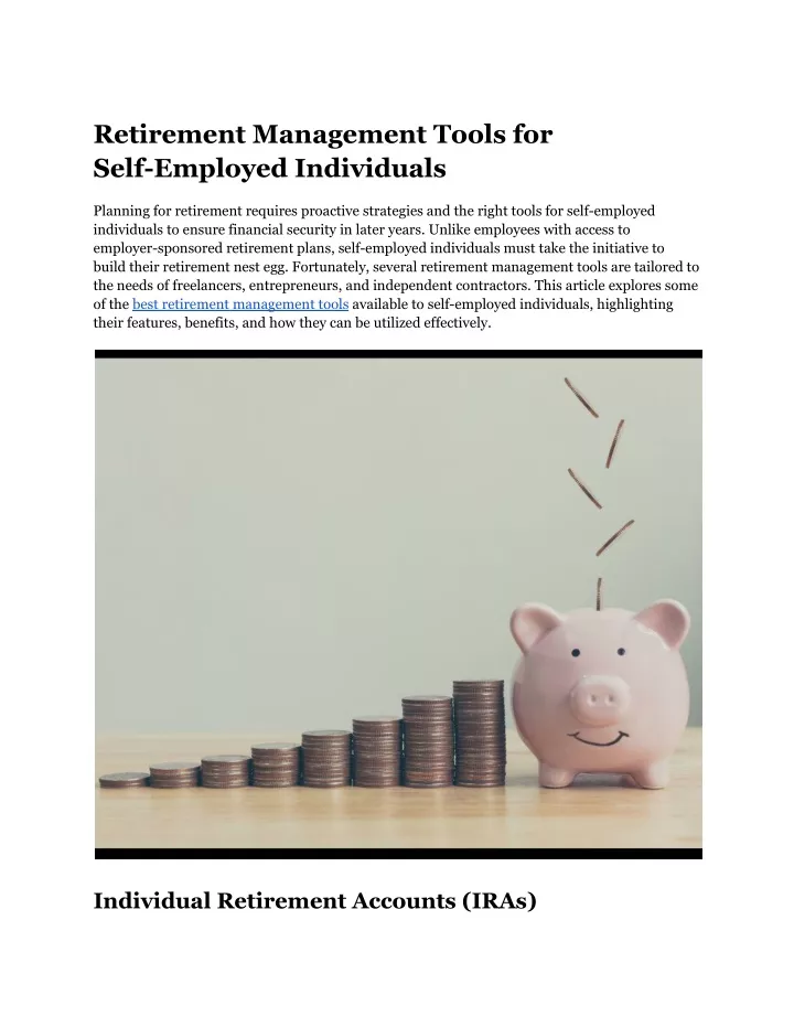 PPT - Retirement Management Tools for Self-Employed Individuals ...