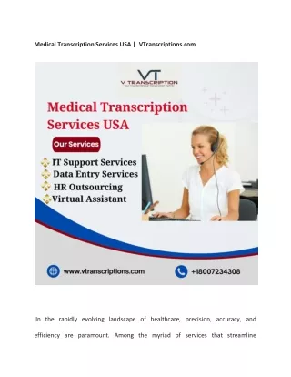 Medical Transcription Services USA