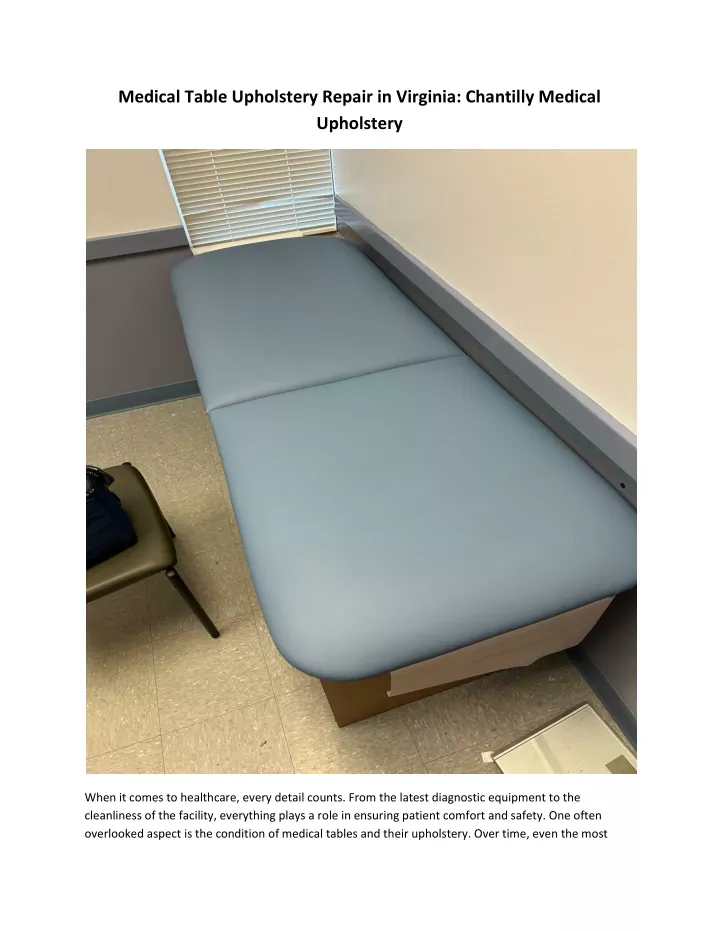 medical table upholstery repair in virginia