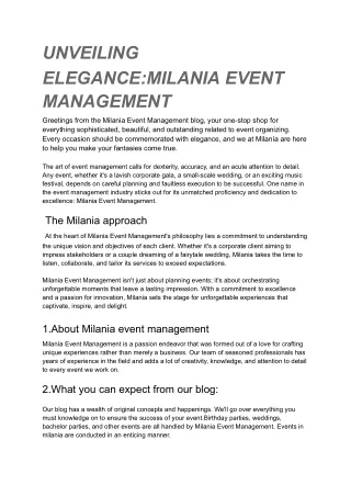 MILANIA EVENT