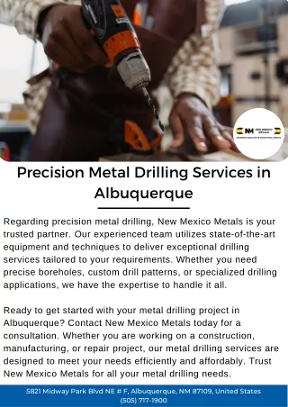 Precision Metal Drilling Services in Albuquerque