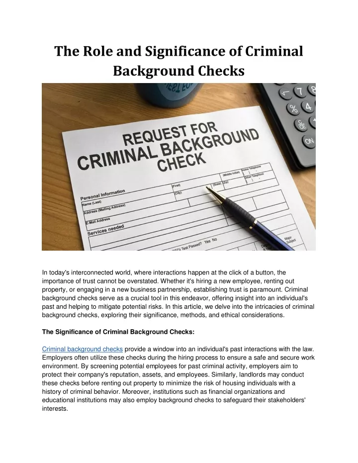 the role and significance of criminal background