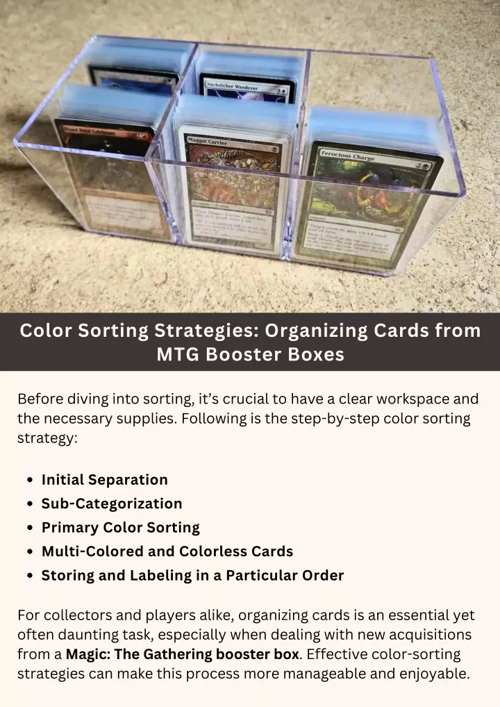 color sorting strategies organizing cards from
