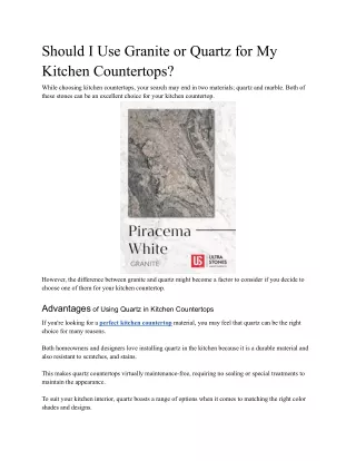 Should I Use Granite or Quartz for My Kitchen Countertops - Ultra Stones