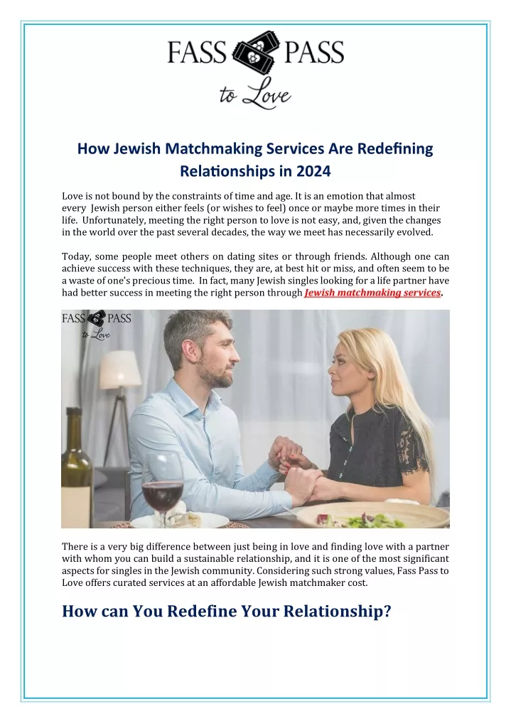 how jewish matchmaking services are redefining