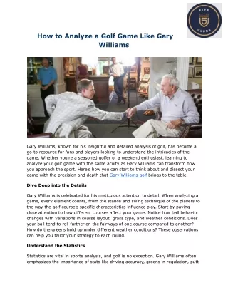 How to Analyze a Golf Game Like Gary Williams