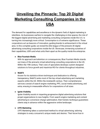 Unveiling the Pinnacle_ Top 20 Digital Marketing Consulting Companies in the USA