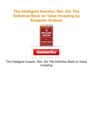 The Intelligent Investor, Rev. Ed: The Definitive Book on Value Investing