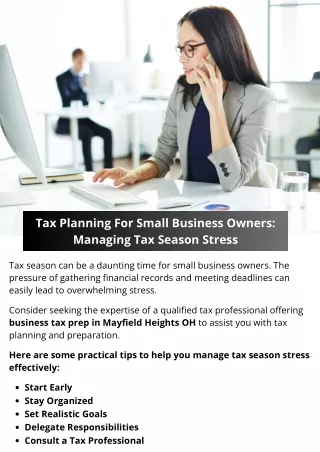 Tax Planning For Small Business Owners: Managing Tax Season Stress