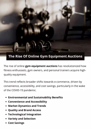 The Rise Of Online Gym Equipment Auctions
