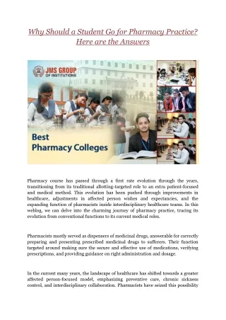 Why Should a Student Go for Pharmacy Practice? Here are the Answers