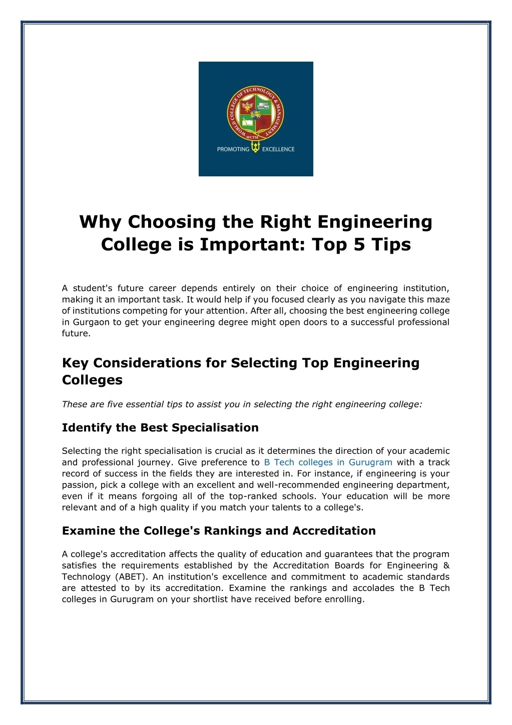 PPT - Why Choosing the Right Engineering College is Important: Top 5 ...