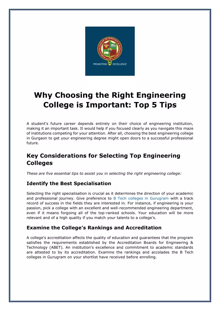 why choosing the right engineering college