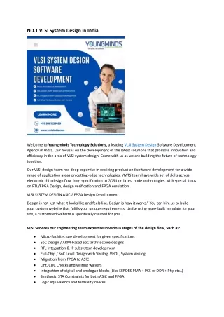 India's No.1 VLSI system design