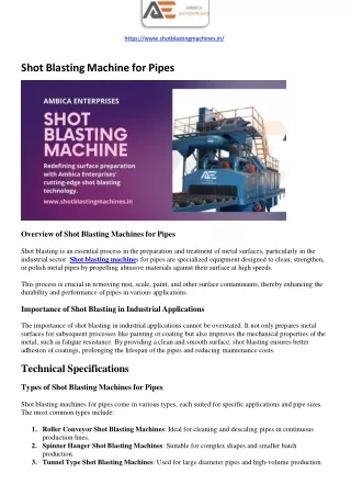 Efficient and Effective Pipe Shot Blasting