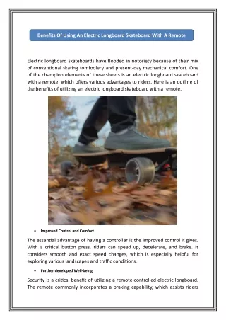 benefits of using an electric longboard