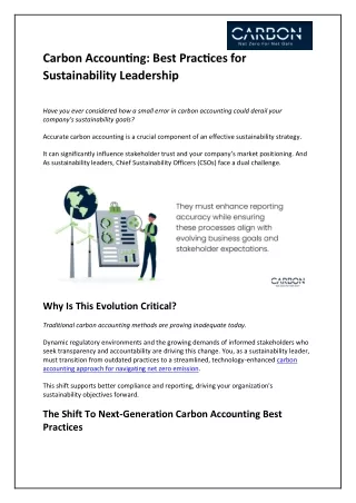 Carbon Accounting: Best Practices for Sustainability Leadership