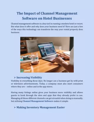 The Impact of Channel Management Software on Hotel Businesses