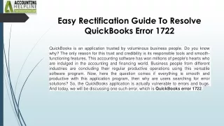 An easy method to resolve QuickBooks Desktop Error 1722