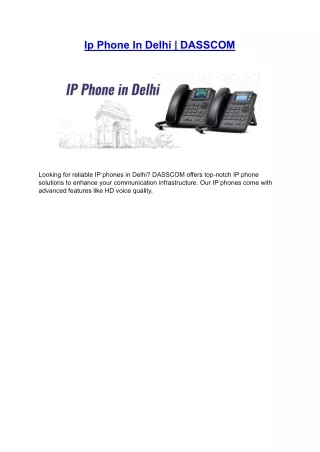Ip Phone In Delhi | DASSCOM