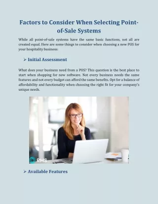 Factors to Consider When Selecting Point-of-Sale Systems