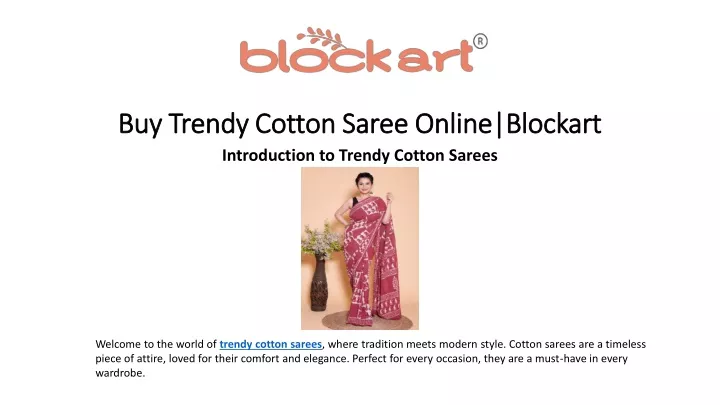 buy trendy cotton saree online blockart