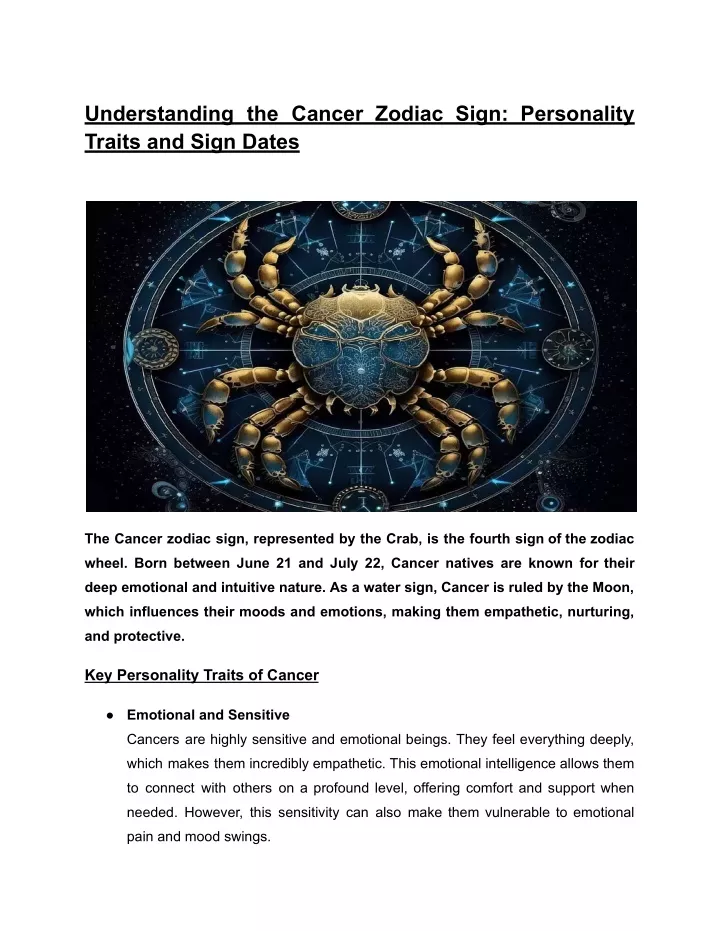 understanding the cancer zodiac sign personality