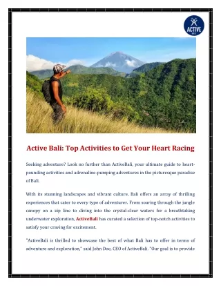 Active Bali Top Activities to Get Your Heart Racing