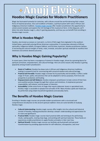 Hoodoo Magic Courses for Modern Practitioners