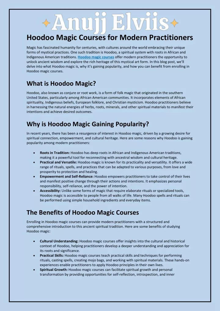 hoodoo magic courses for modern practitioners