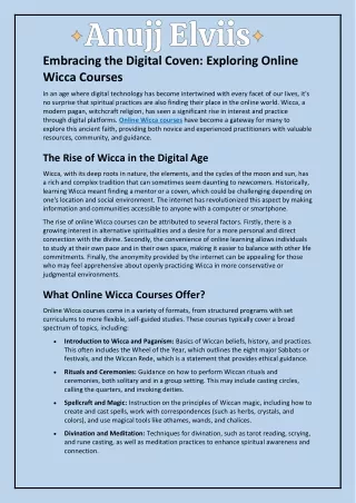 Embracing the Digital Coven and Exploring Online Wicca Courses