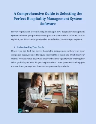 A Comprehensive Guide to Selecting the Perfect Hospitality Management System Software