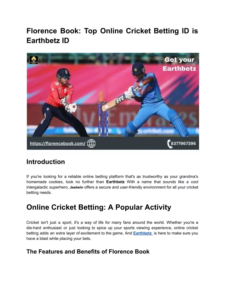 florence book top online cricket betting