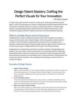 Design Patent Mastery: Crafting the Perfect Visuals for Your Innovation | TPE