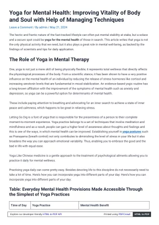 "Nurturing Self-Compassion: Yoga for Mental Health:Physical and Psychological Benefits of yoga