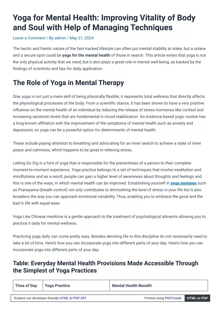 yoga for mental health improving vitality of body