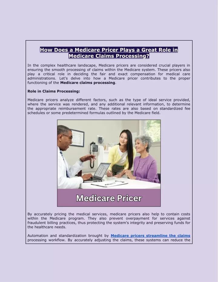 how does a medicare pricer plays a great role