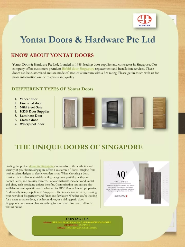 yontat doors hardware pte ltd