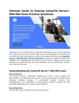 Ultimate Guide to Passing CompTIA Server  SK0-004 Exam Practice Questions