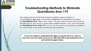 How to eliminate Getting Error Message 179 In QuickBooks