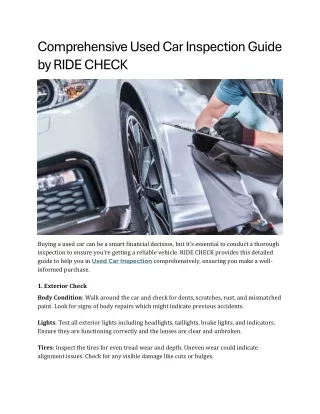 Comprehensive Used Car Inspection Guide by RIDE CHECK