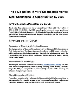 The 131 Billion In Vitro Diagnostics Market Size, Challenges  & Opportunities by 2029 (1)